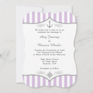 Lavande violet gris Faire-part de mariage nautique