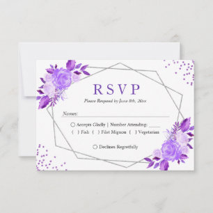 Lavande violet gris floral mariage de cadre RSVP