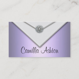 Lavande violet perles blanches Cartes de visite vi