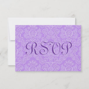 Lavande violet personnalisé RSVP Mariage damassé V