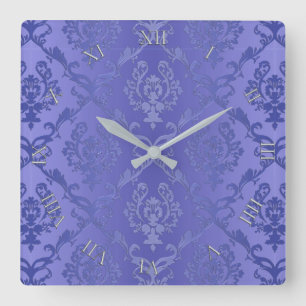 Lavande violette antique Vintage Damas Horloge mur