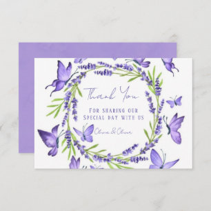 Lavande Wisteria & Papillons Mariage Merci