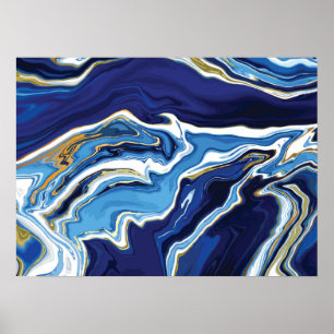 Lave bleue - Marbre - Art Abstrait - Poster