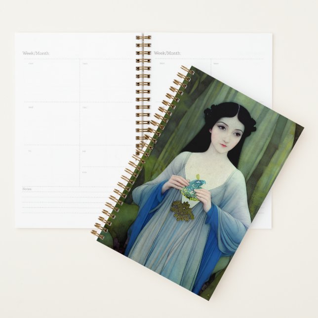 Lave-encre illustration de la belle femme à Woods (Devant avec enveloppe)