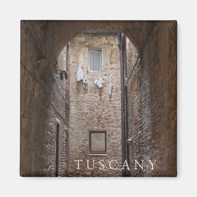 Lave-linge séché en Toscane aimant texte (Devant)