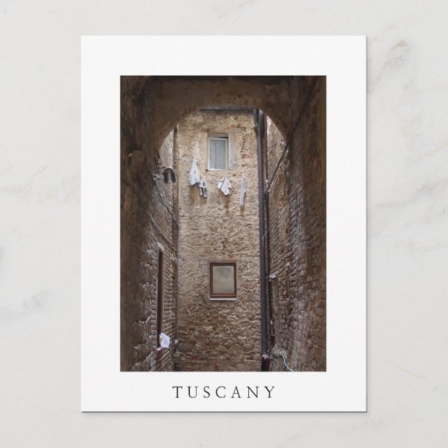 Lave-linge séché en Toscane carte postale texte bl (Devant)