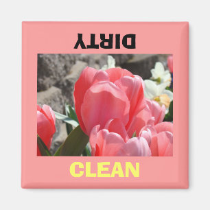 Lave-vaisselle magnets Sale Tulipes Roses Propres