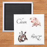 Lave-vaisselle propre sale Magnet Cochon ferme ani<br><div class="desc">This design created though digital art. It may be personalized in the area provide or customizing by choosing the click to customize further option and changing the name, initials or words. Donc, change le texte color and style or delete the text for an image only design. Contact me at colorflowcreations@gmail.com...</div>