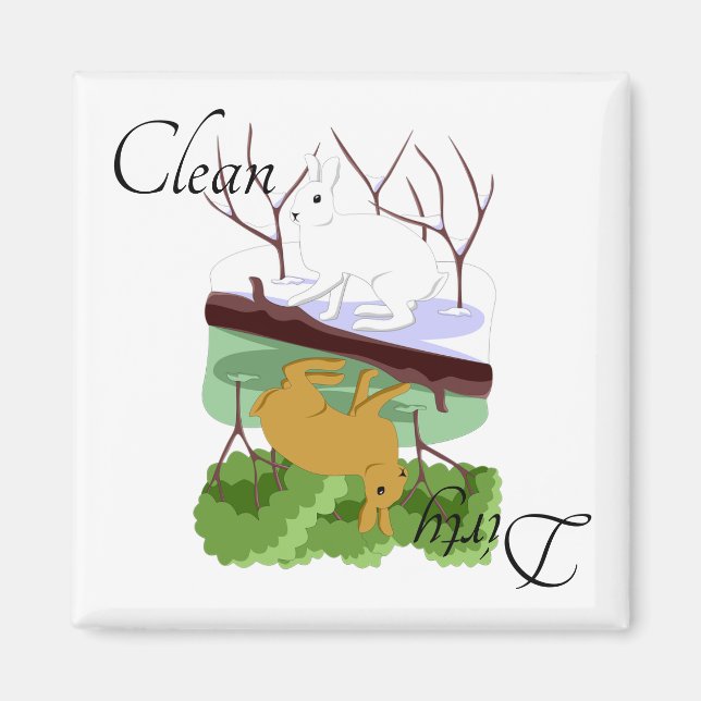 Lave-vaisselle propre sale Magnet Lapin lièvre lap (Devant)