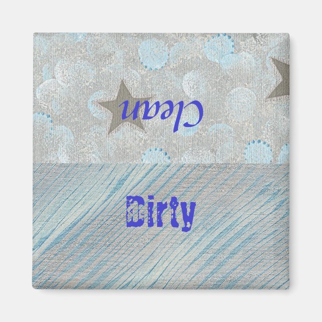 Lave-vaisselle sale magnets - bulles et étoiles (Devant)