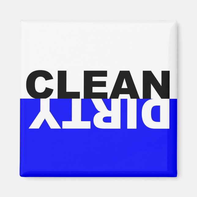Lave-vaisselle sale propre Magnet bleu (Devant)