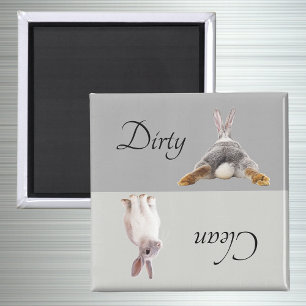 Lave-vaisselle sale propre Magnet Bunny Rabbit Que