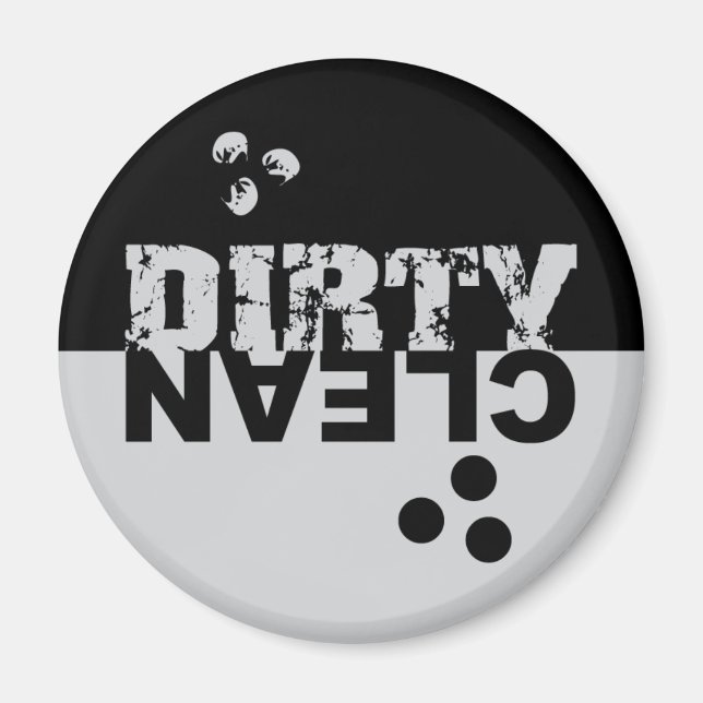 Lave-vaisselle sale/propre Magnet noir et argent (Devant)