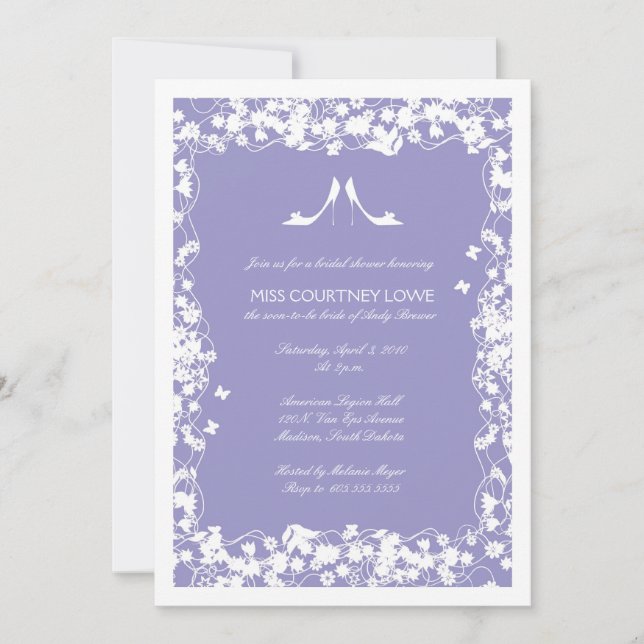 Lavendar Chaussures Invitation à la douche nuptial (Devant)