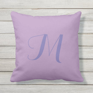 Lavendar couleur solide Monogramme Coussin extérie