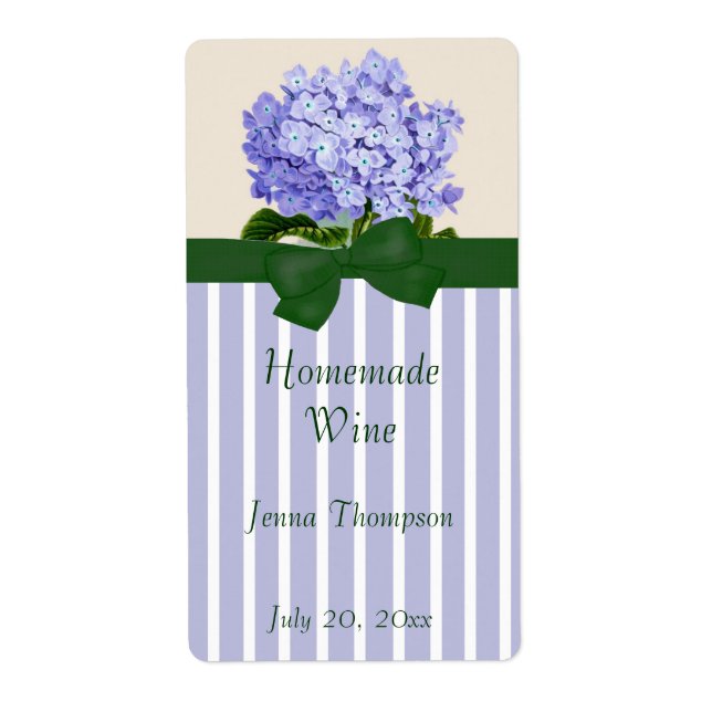 Lavendar Hydrangea Étiquette de vin maison (Devant)