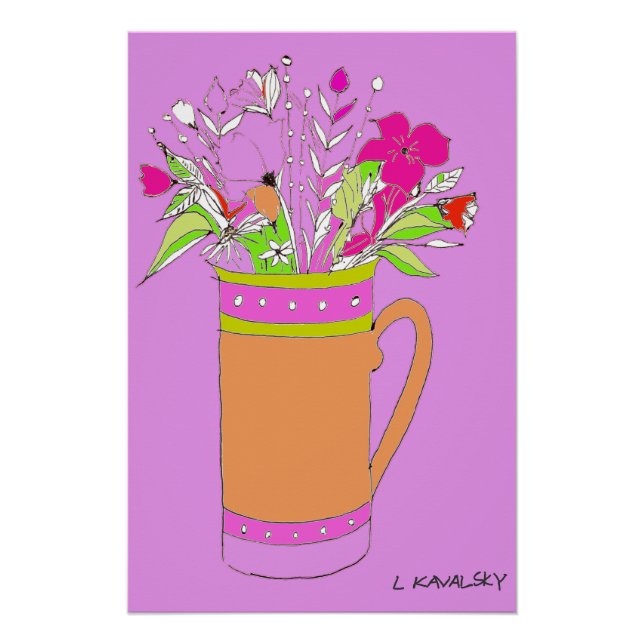 Lavendar OriginalFleurs Colorées Dans Une Affiche  (Devant)