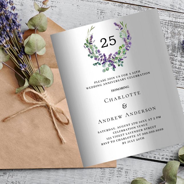 Lavender 25e anniversaire mariage invitation (Créateur téléchargé)