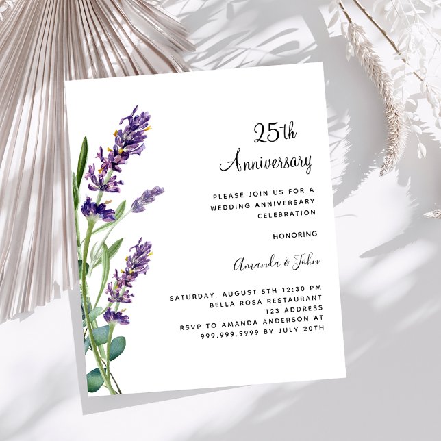 Lavender 25e anniversaire mariage invitation (Créateur téléchargé)