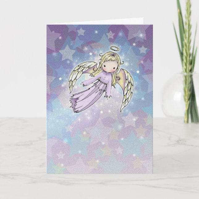Lavender Angel dans les étoiles Carte de Noël (Devant)