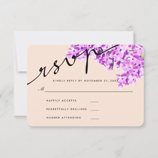 Lavender Aquarelle Fleurs Mariage RSVP Moderne (Devant)
