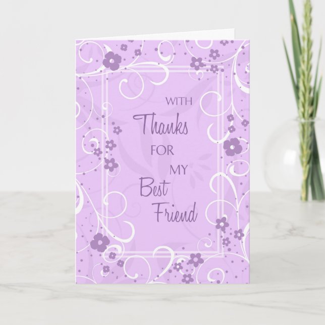 Lavender Best Friend Merci Bridesmaid Card (Devant)