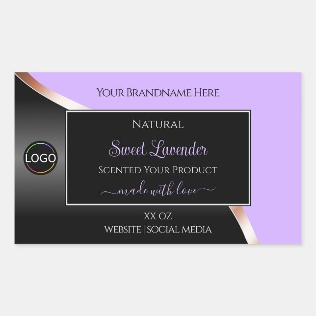 Lavender Black Wavy Rose Gold Logo Étiquettes de p (Devant)
