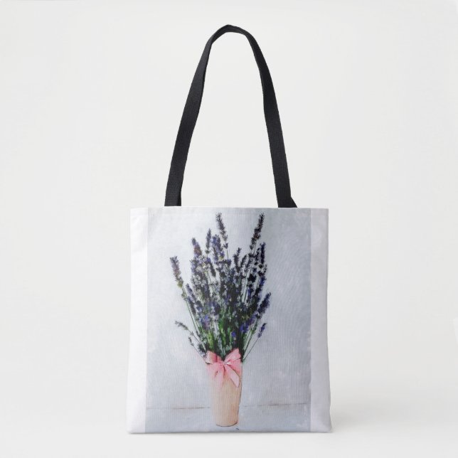 Lavender Bliss Bouquet Tote Bag (Devant)
