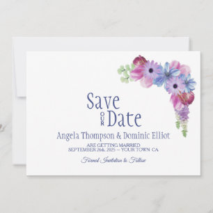 Lavender Blue Floral Wedding Enregistrer la date