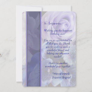 Lavender Blue Spring Rose Floral carte d'anniversa