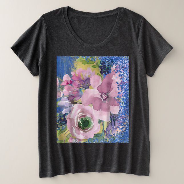 Lavender Blues Aquarelle Parties scintillant flora (Design devant)