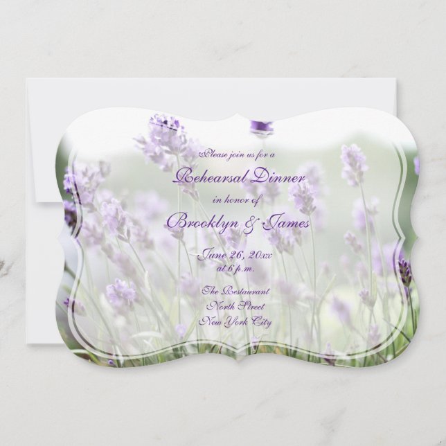 Lavender Bohemian Mariage Rehearsal Invitations (Devant)