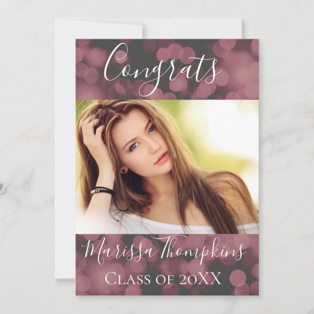 Lavender Bokeh Chic Graduation Card Invitation (Devant)
