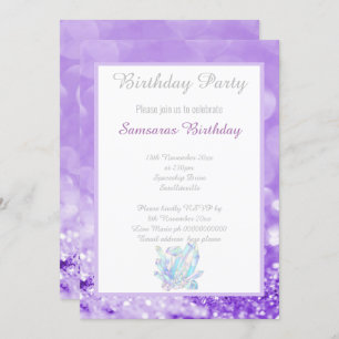 LAVENDER BOKEH CRYSTALS GEMS INVITATION ANNIVERSAI