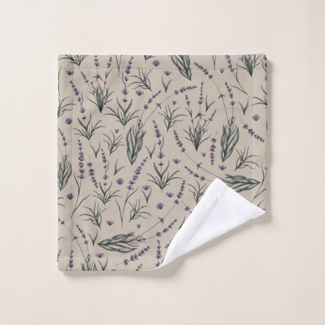 Lavender Botanical Pattern Wash Cloth (Gant de toilette)