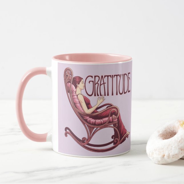 Lavender Burgundy Affirmation Meditation Mug (Avec donut)