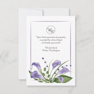 Lavender Calla Lilies Carte de remerciements de sy