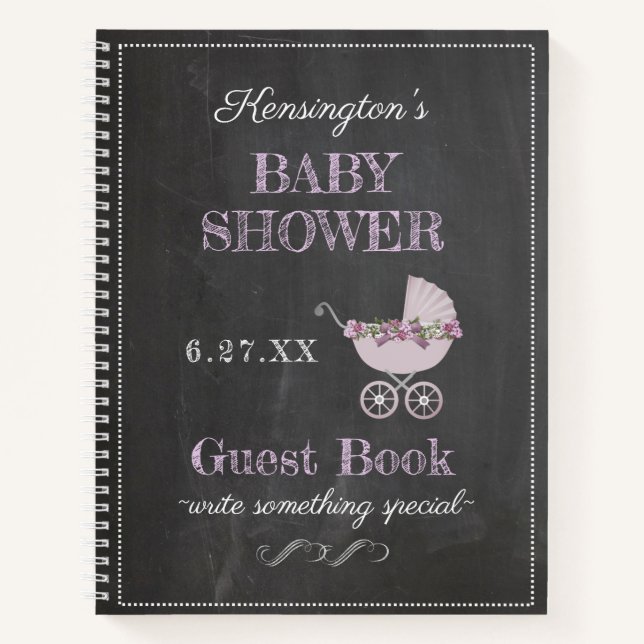 Lavender Chalkboard Look Baby shower livre d'invit (Devant)