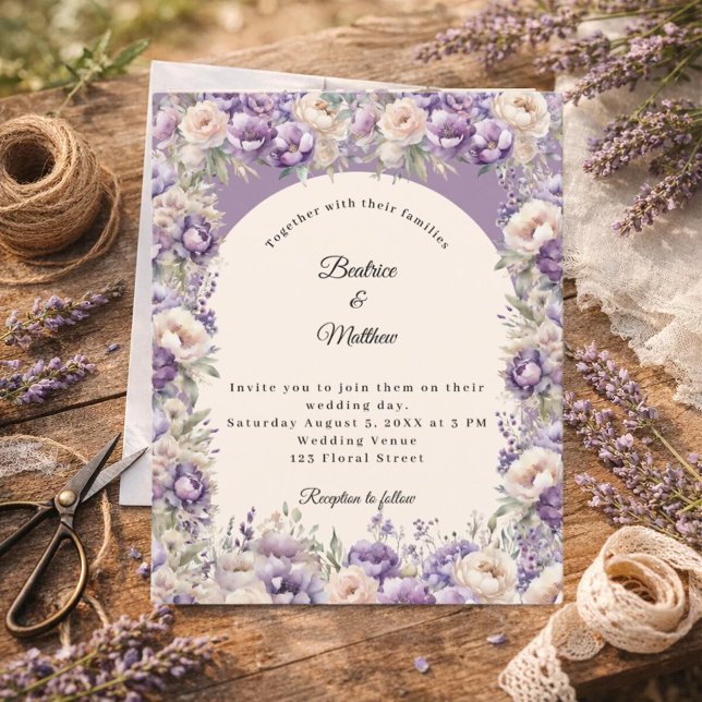 Lavender champagne cream arch wedding invitation (Créateur téléchargé)