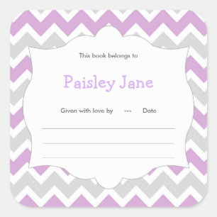 Lavender Chevron baby shower livre étiquette plaqu
