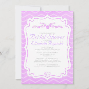 Lavender Chevron Stripes Invitations de douche nup