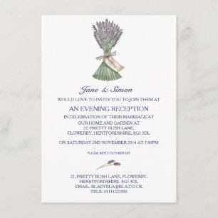 Lavender Country Garden Mariage Soirée Invitation