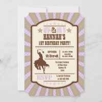 Lavender Cowboy Rodeo Anniversaire Fête Invitation