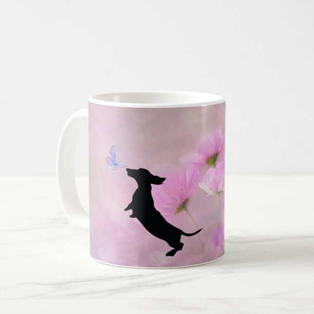 Lavender Dachshund Silhouette Mug (Devant gauche)