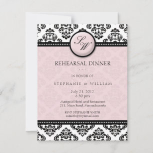 Lavender Damask Monogramme - Carte de répétition