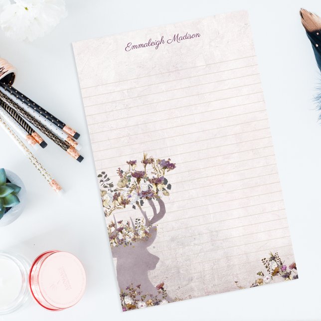 Lavender Deer Dreamy Boho Chic Monogramme (Créateur téléchargé)