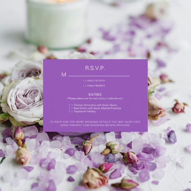 Lavender Dinner Options Mariage Carte RSVP (Créateur téléchargé)