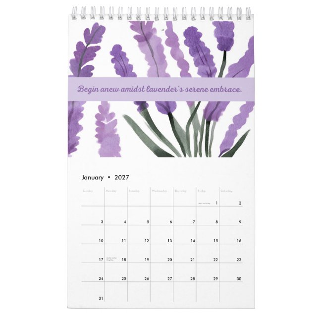 Lavender Dreams 2024 Calendrier 🌿 💜 (Jan 2027)