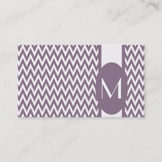 Lavender Elegant Chevron Monogram Carte de visite (Devant)