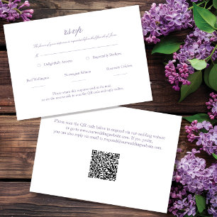 Lavender Elegant Script Wedding RSVP avec code QR